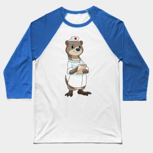 Otter as Nurse with Heart Baseball T-Shirt